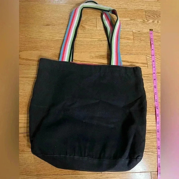 Roxy Black Red Reversible Shoulder Canvas Bag - Picture 3 of 7